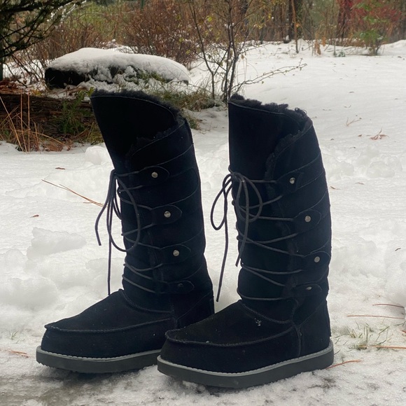 Aussie Merino Tasman Suede Tall Snow Boots - Size 4 - Black - Picture 6 of 9